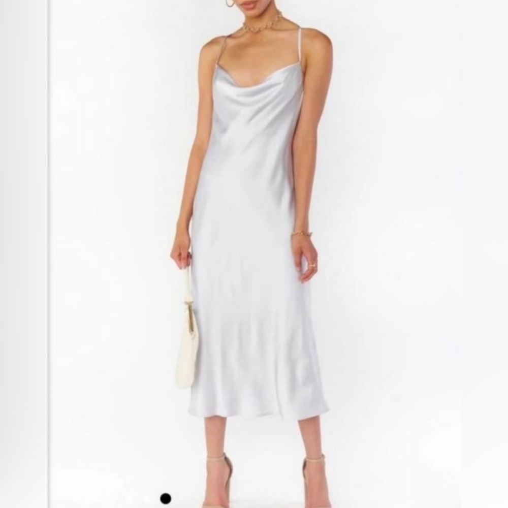 Show Me Your Mumu Verona Cowl Slip Dress in silver size Medium NWT